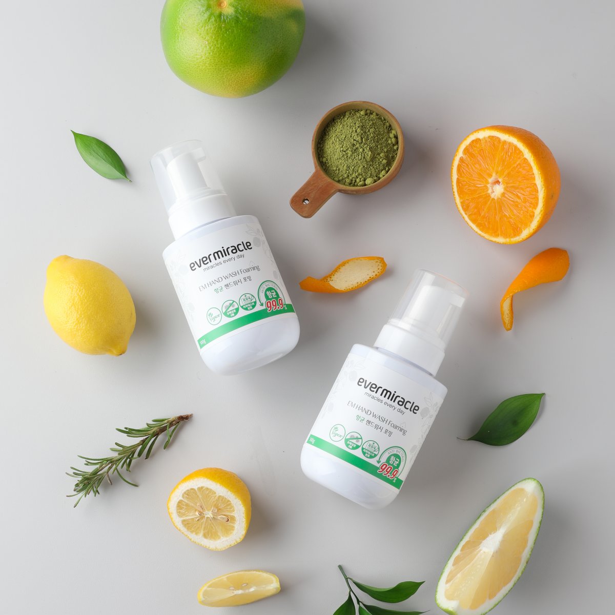 PULAMU Мыло пенка для рук Evermiracle Em Hand Wash Foaming с антибактериальным эффектом с ароматом цитрусов