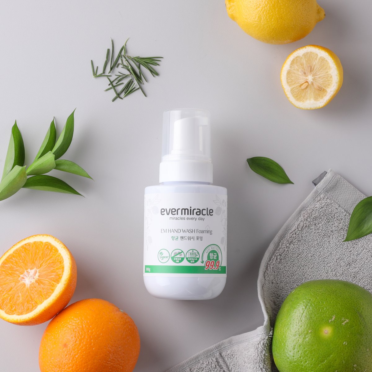PULAMU Мыло пенка для рук Evermiracle Em Hand Wash Foaming с антибактериальным эффектом с ароматом цитрусов